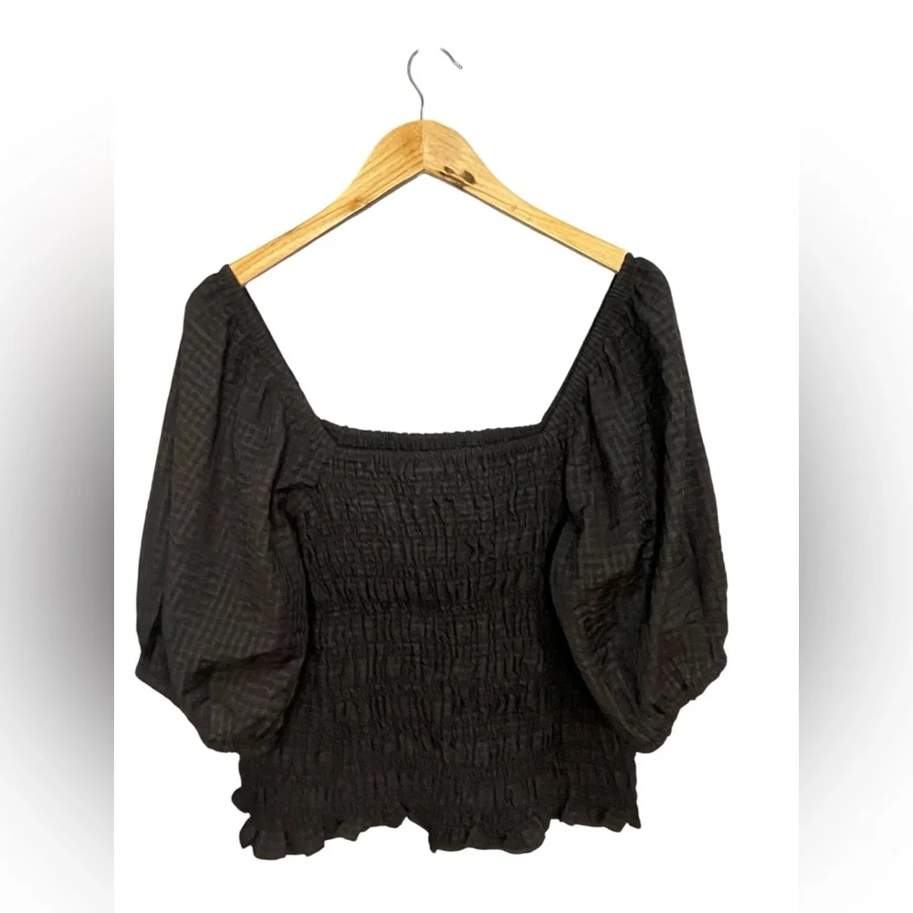 Old Navy Black Smocked Blouse